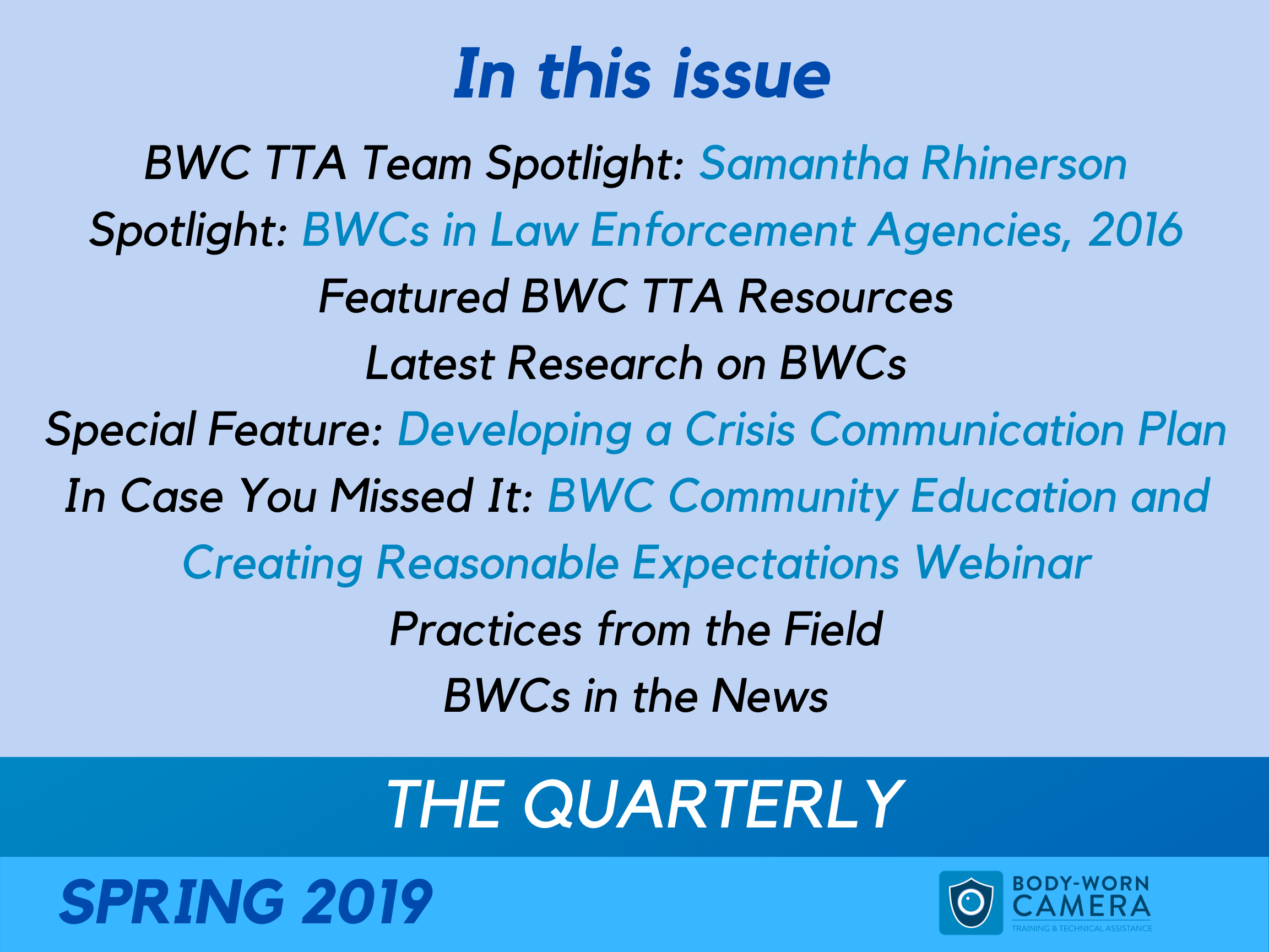 Spring 2019 Quarterly Newsletter