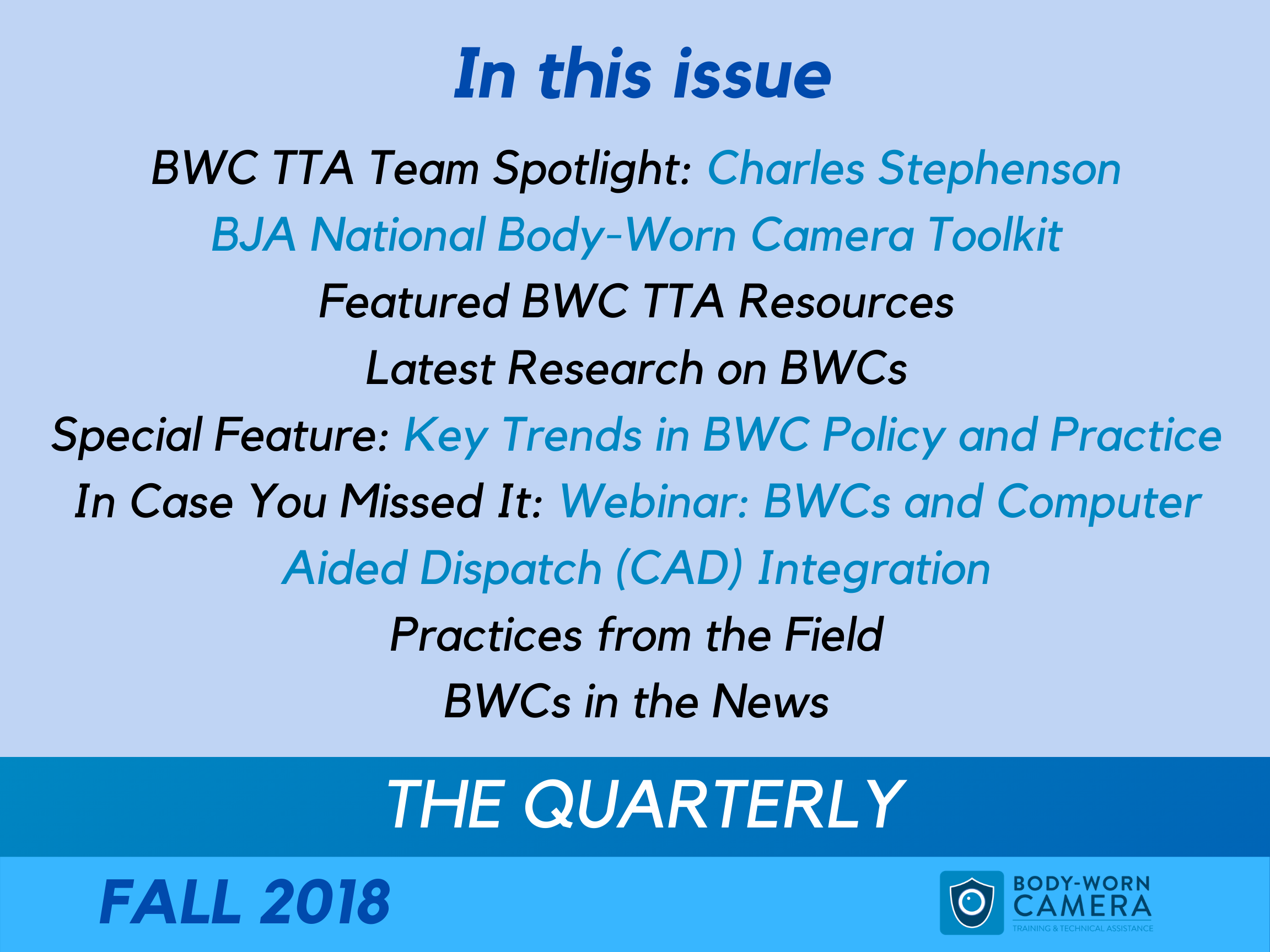 Fall 2018 Quarterly Newsletter