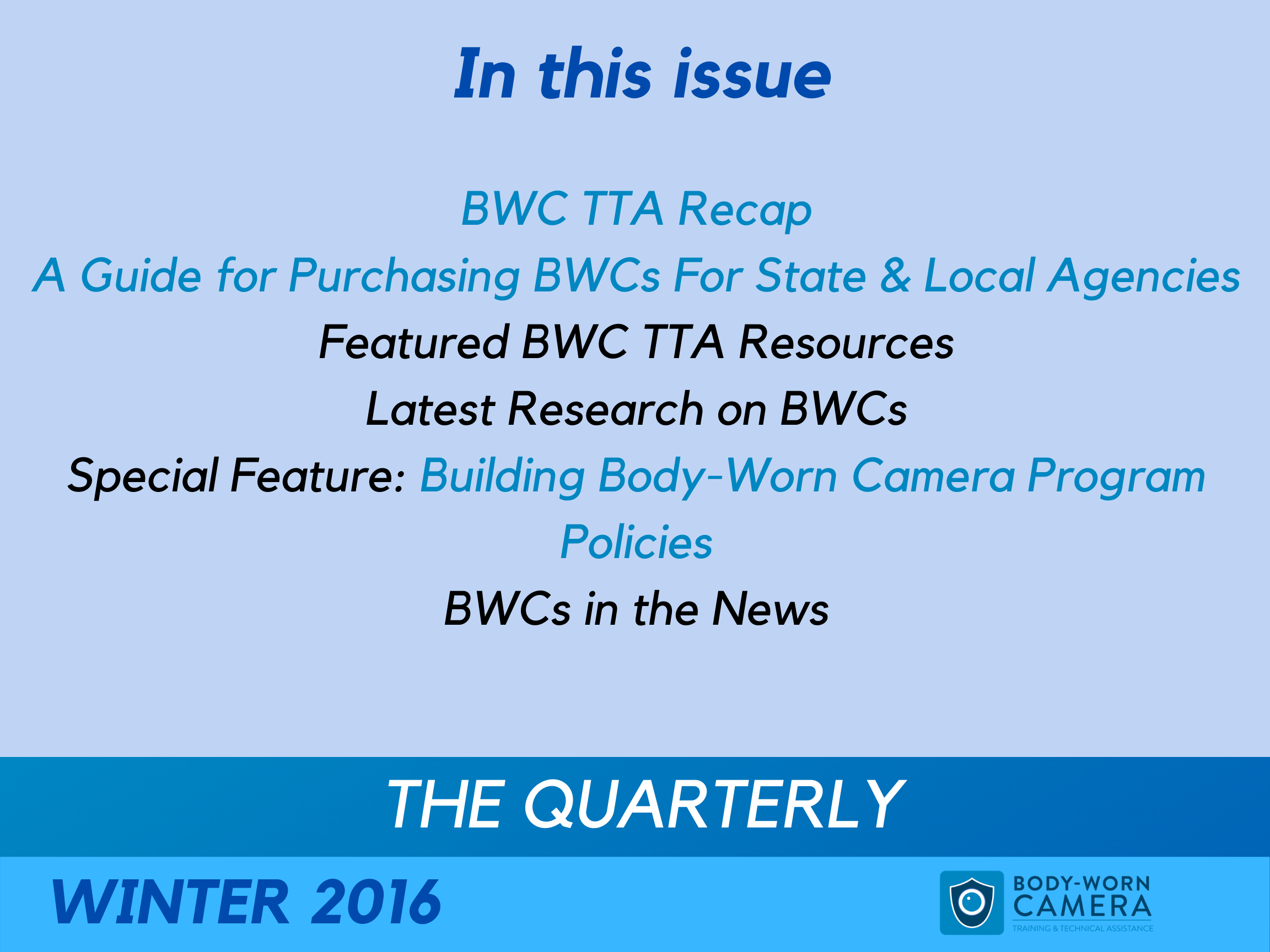 Winter 2016 Quarterly Newsletter